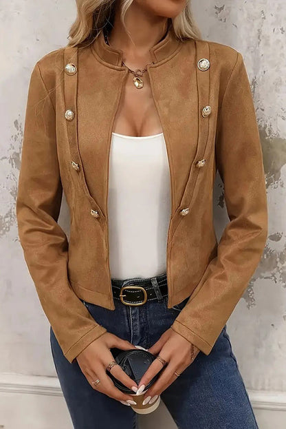 Chaqueta vintage lisa cruzada con adornos