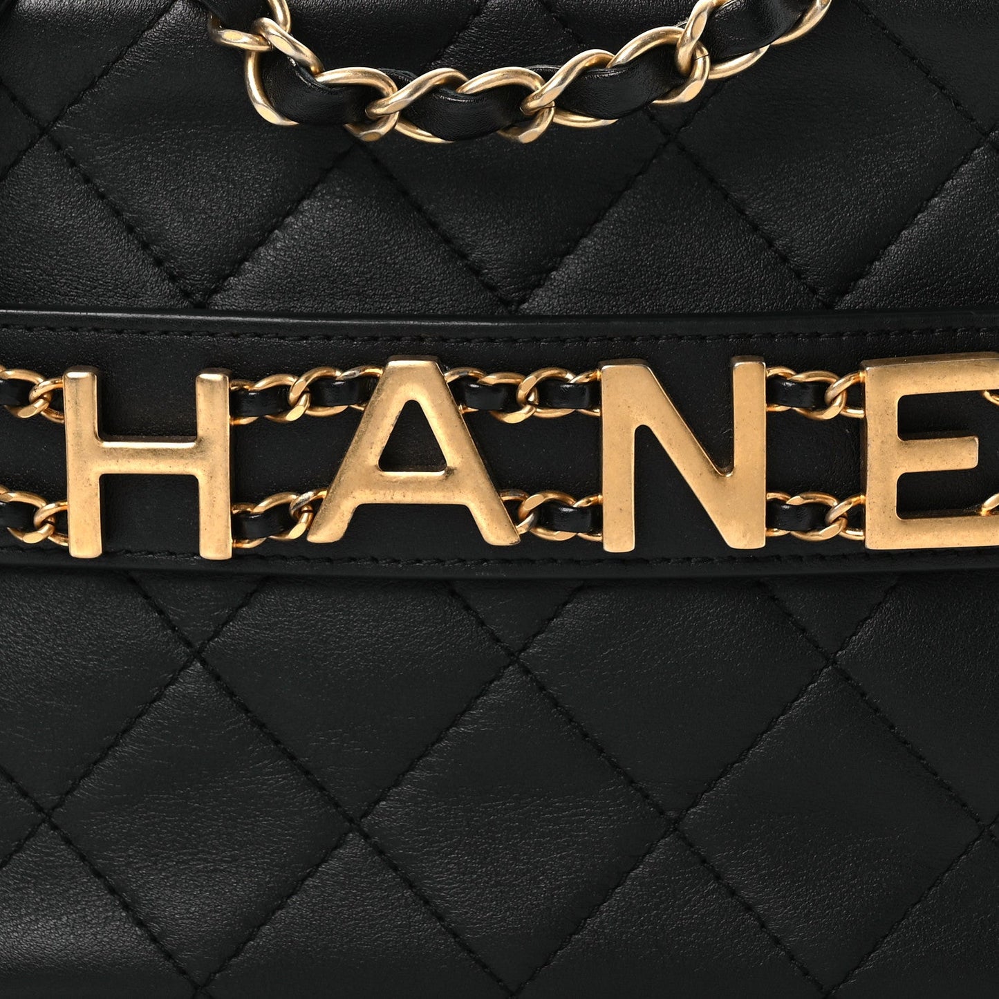 Calfskin Quilted Enchained Camera Case Bag Black