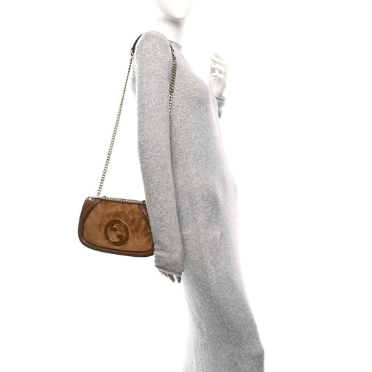 Suede Calfskin Blondie Medium Shoulder Bag Light Brown