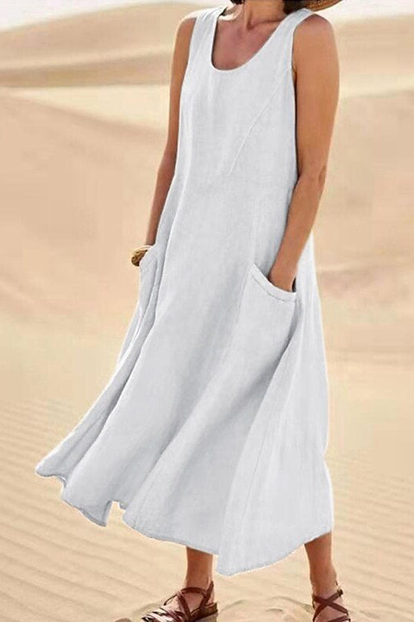 Vestido de algodón sin mangas para mujer 