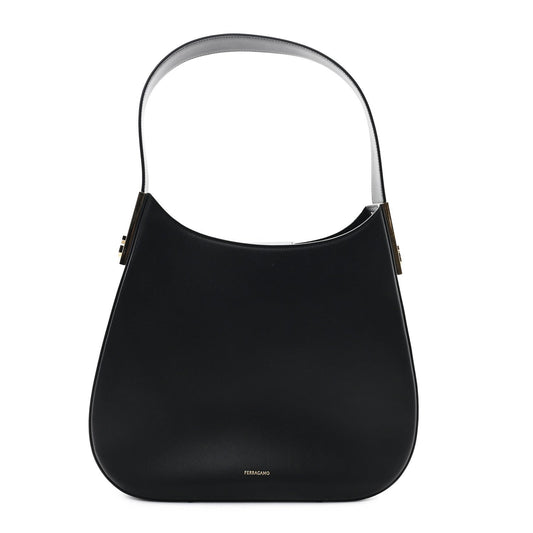 Calfskin Medium Gancio Hobo Black