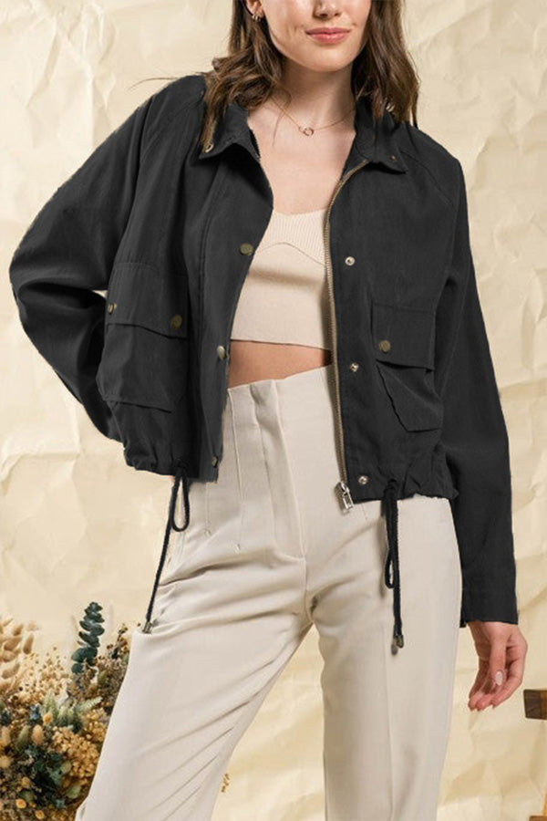 Chaqueta midi de dos bolsillos con múltiples botones y solapa de cuadros cepillados