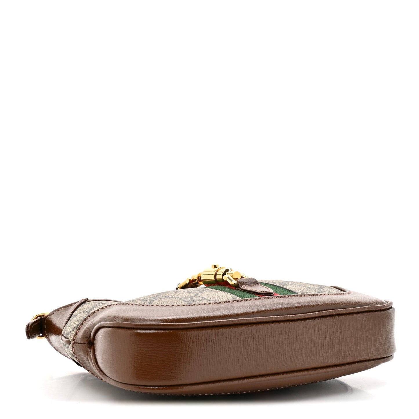 GG Supreme Monogram Azalea Calfskin Web Mini Jackie 1961 Hobo Beige Ebony Brown Sugar