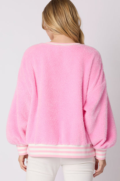 Sudadera de cuello redondo de manga larga con letras navideñas y diamantes de imitación