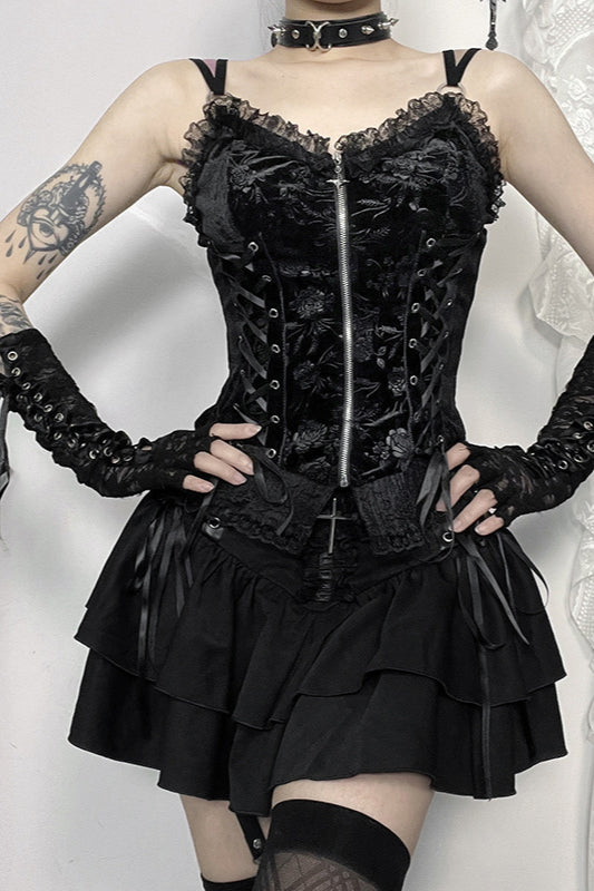 Rose Print Gothic Cami Corset