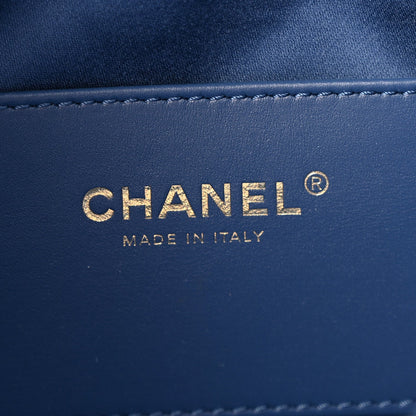 Washed Denim Quilted Mini Chanel 25 Handbag Blue