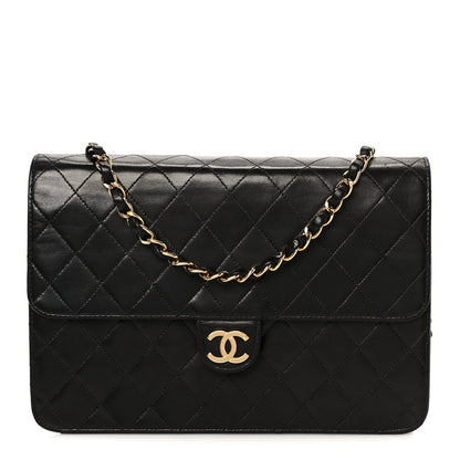 Lambskin Quilted Medium Single Flap Black