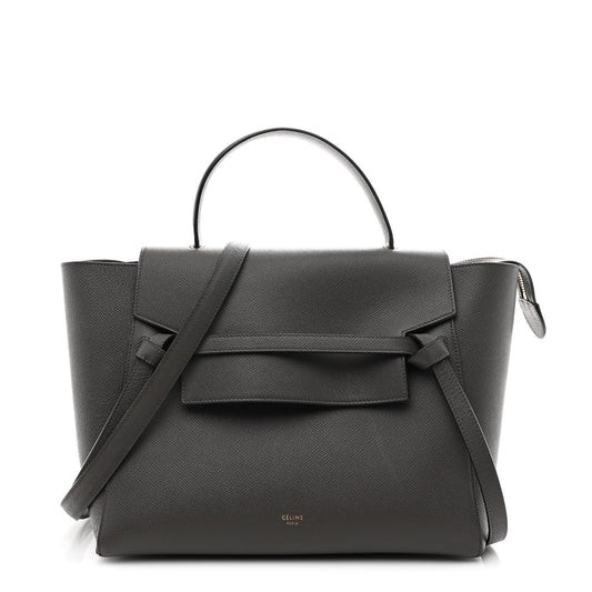 Grained Calfskin Mini Belt Bag Grey
