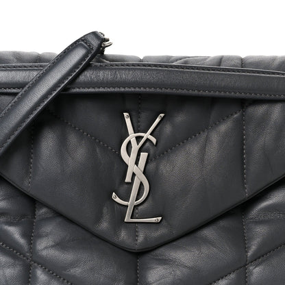 Lambskin Quilted Small Loulou Puffer Monogram Chain Satchel Storm