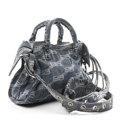 Denim BB Monogram Neo Cagole Handbag XS Blue
