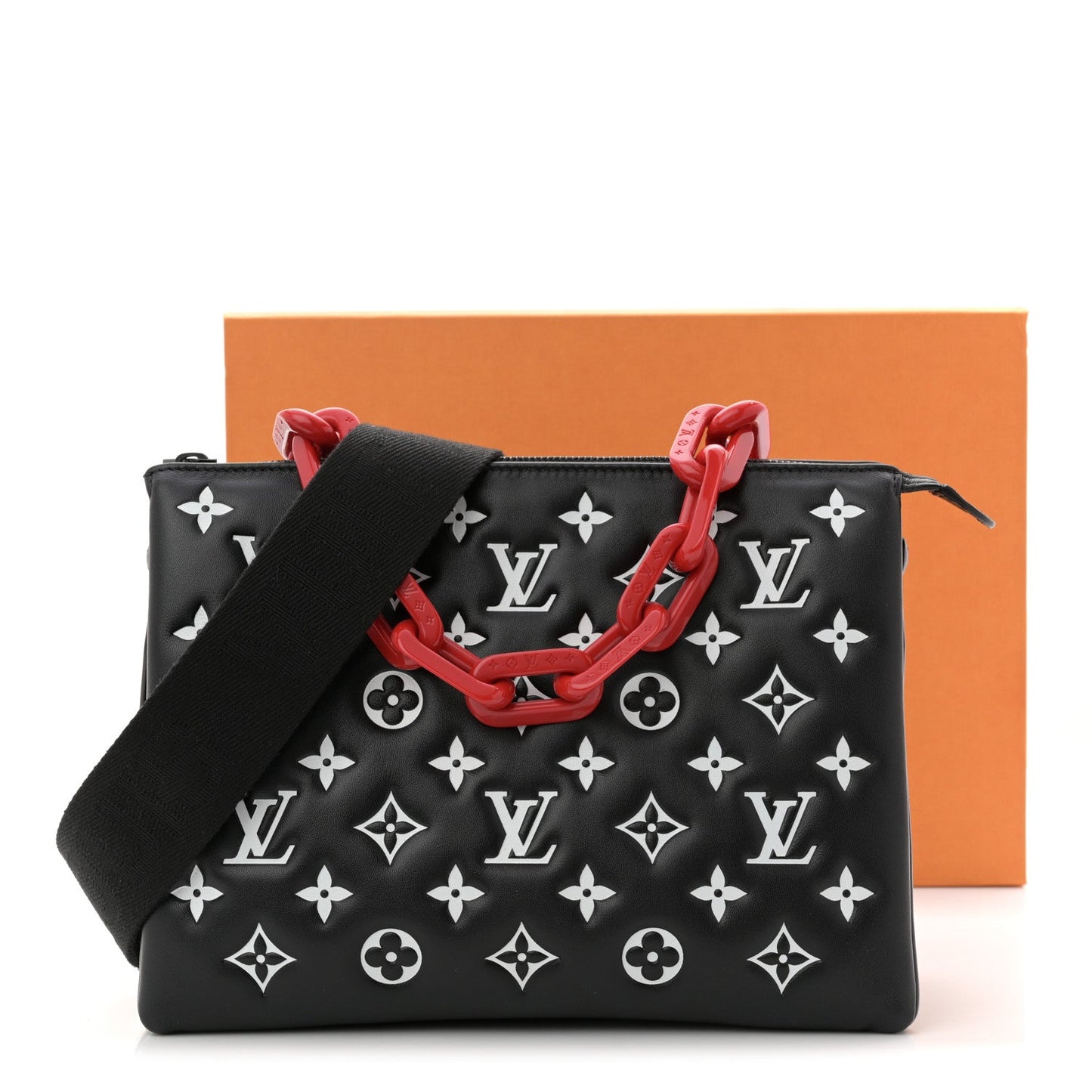 Lambskin Embossed Monogram Coussin PM Black White
