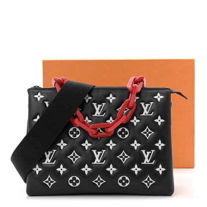 Lambskin Embossed Monogram Coussin PM Black White