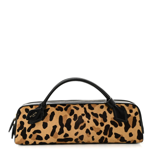 Calf Hair Leopard Print Le Teckel Clutch Brun Sepia