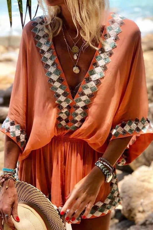 Mono tipo kimono con estampado playero bohemio