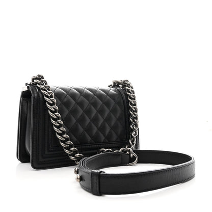 Caviar Quilted Small Boy Flap Black