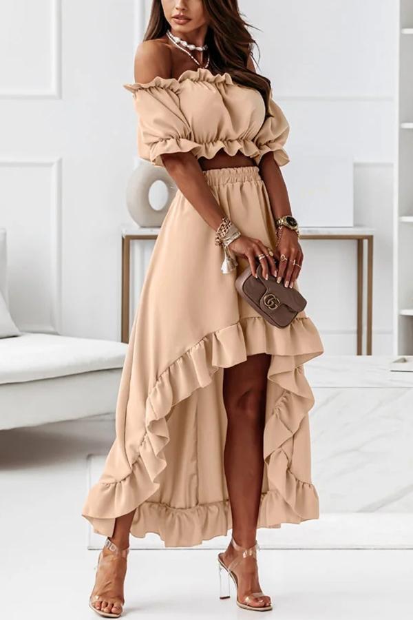 Traje de vestir midi con hombros descubiertos
