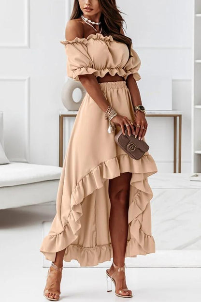 Traje de vestir midi con hombros descubiertos