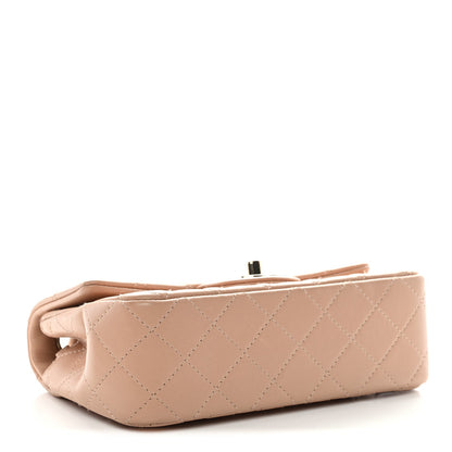 Lambskin Quilted Mini Rectangular Flap Beige