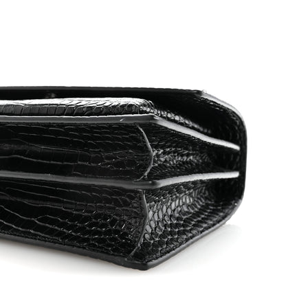 Calfskin Crocodile Embossed Medium Monogram Sunset Black