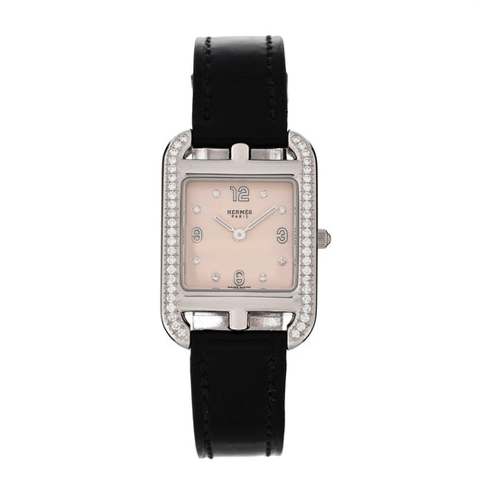 Stainless Steel Alligator Diamond Bezel 23mm Cape Cod Quartz Watch Noir