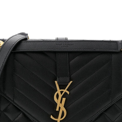 Grain De Poudre Textured Mixed Matelasse Triquilt Medium Monogram Satchel Black