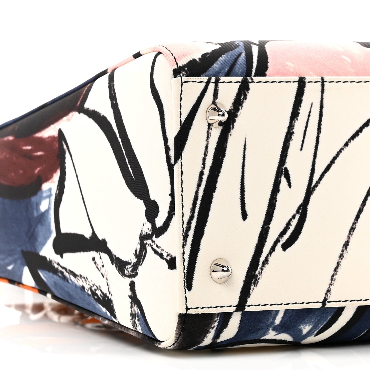 Canvas Graffiti Floral Printed Medium Lady Dior Multicolor