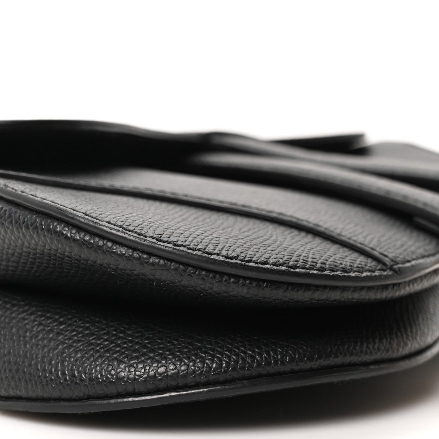 Grained Calfskin Mini Saddle Bag Black