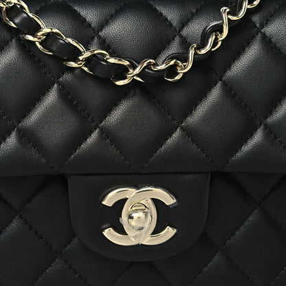 Lambskin Quilted Mini Rectangular Flap Black