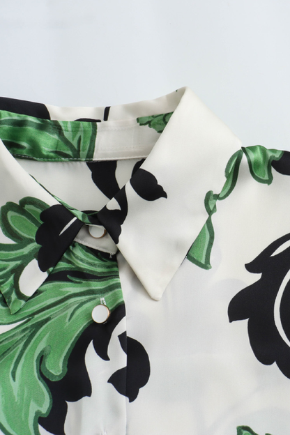 Vestido largo estilo camisa con cinturón y manga larga