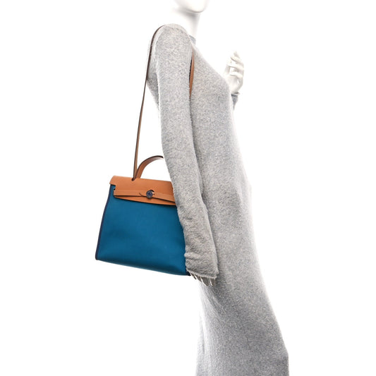 Toile Officier Vache Hunter Herbag Zip PM 31 Bleu Izmir Fauve