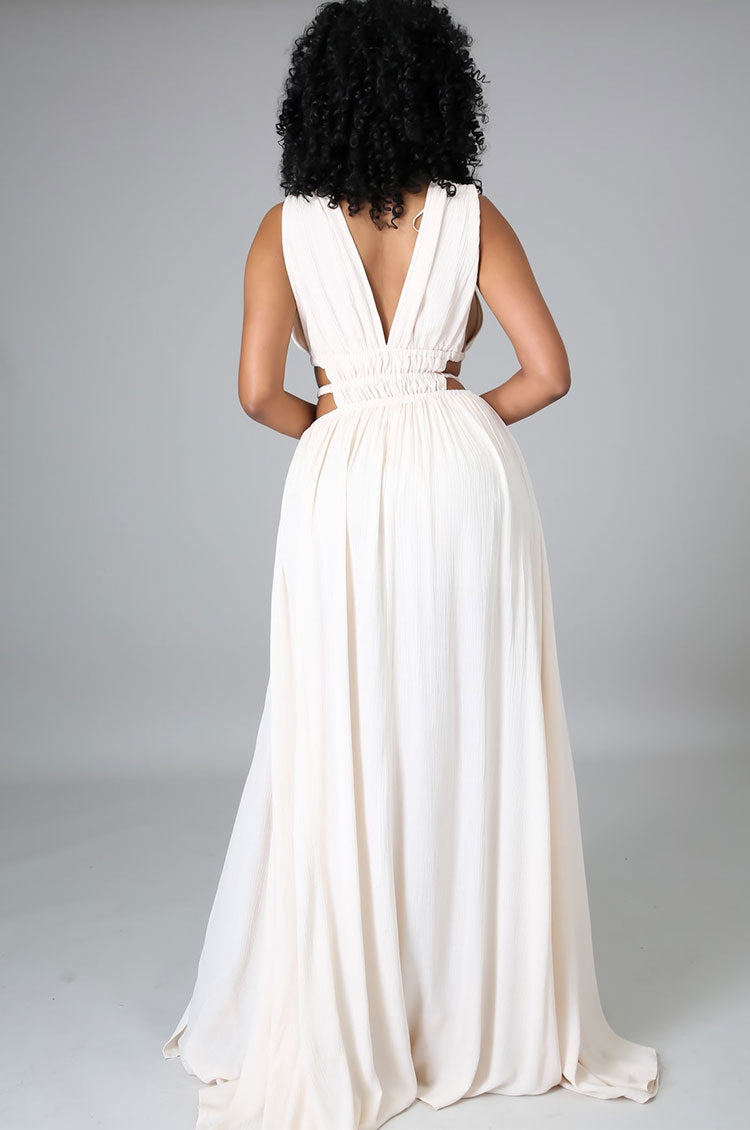 Vestido largo de verano de talla grande para mujer, vestido de seda helada con escote en V y color liso
