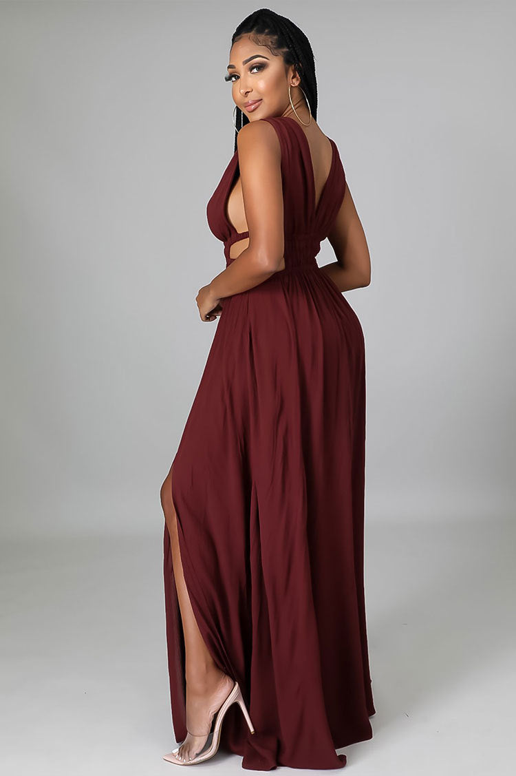 Vestido largo de verano de talla grande para mujer, vestido de seda helada con escote en V y color liso