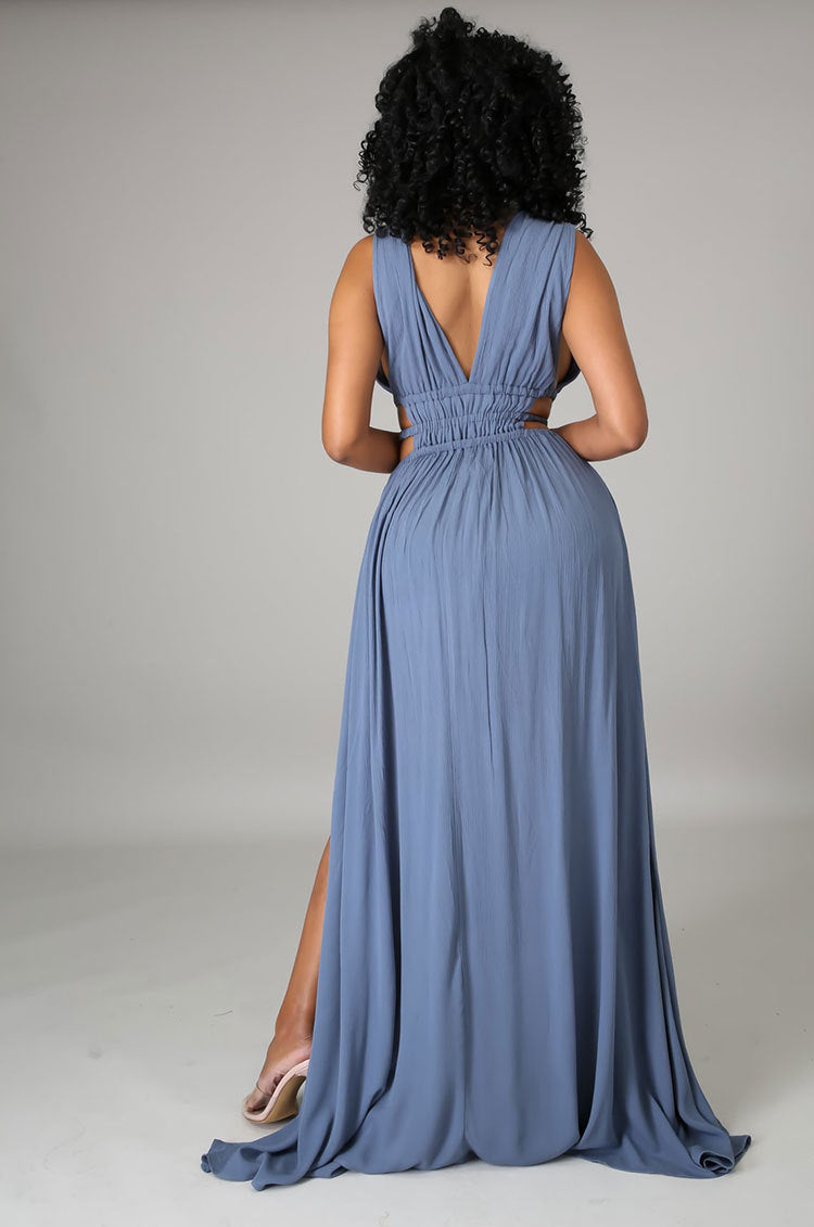 Vestido largo de verano de talla grande para mujer, vestido de seda helada con escote en V y color liso