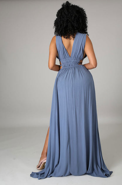 Vestido largo de verano de talla grande para mujer, vestido de seda helada con escote en V y color liso