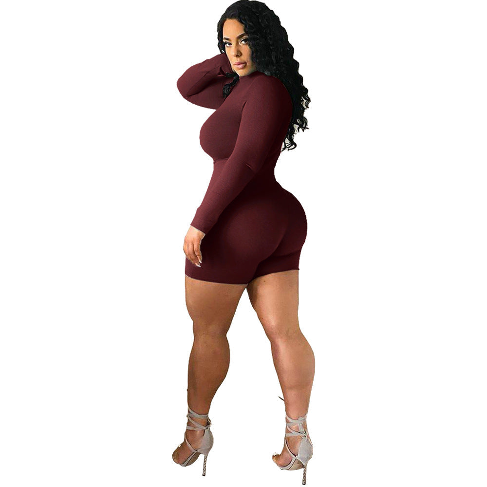 Ropa de mujer, uniformes sexys de club nocturno, mono de entrenamiento con cuello alto y cremallera