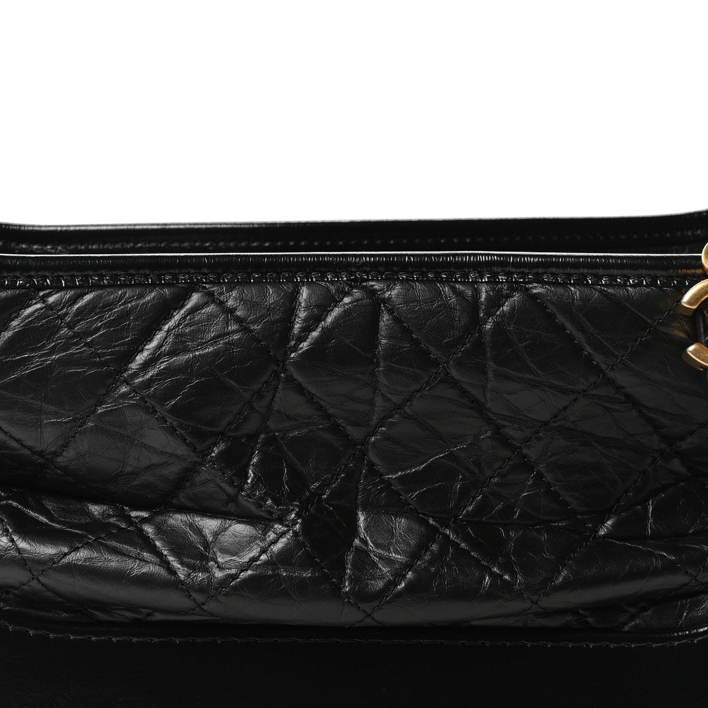 Aged Smooth Calfskin Quilted Medium Gabrielle Logo Hobo Black
