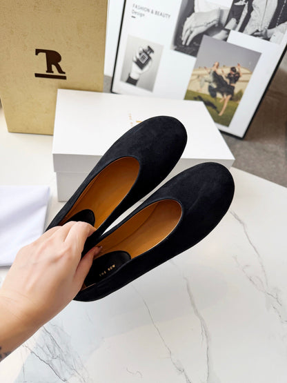 The Row 2026 Early Spring Mary Jane Flat Black Sheepskin 576849