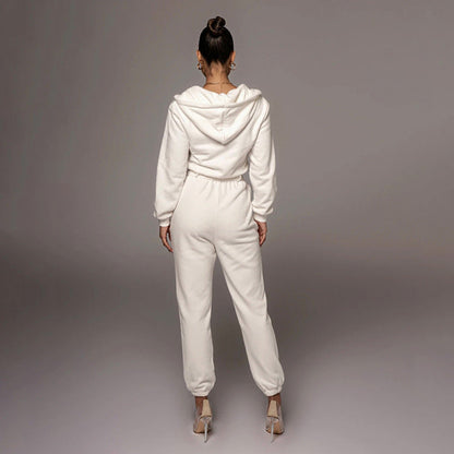 Mono informal urbano de otoño e invierno para mujer, ajustado, de manga larga, color liso, con capucha y cuello medio abierto