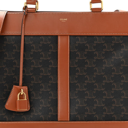 Triomphe Canvas Calfskin Cabas De France Handbag Tan