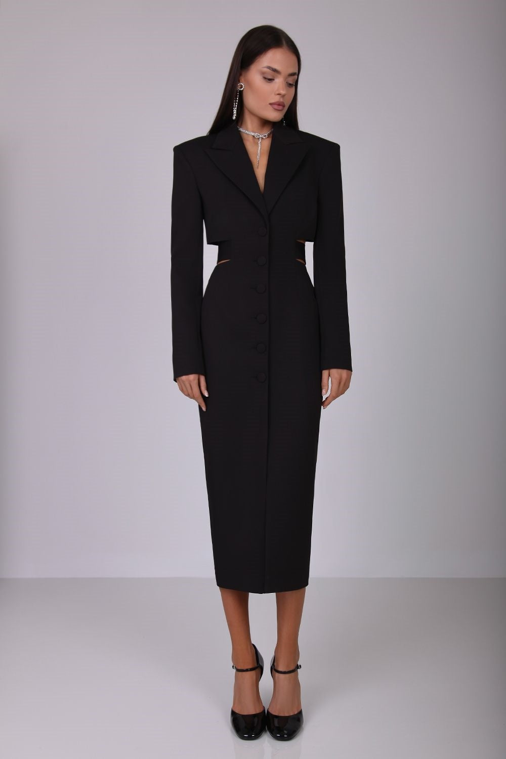 Vestido midi tipo blazer con aberturas Antonia 