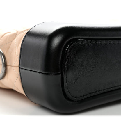 Aged Calfskin Quilted Small Gabrielle Hobo Beige Black