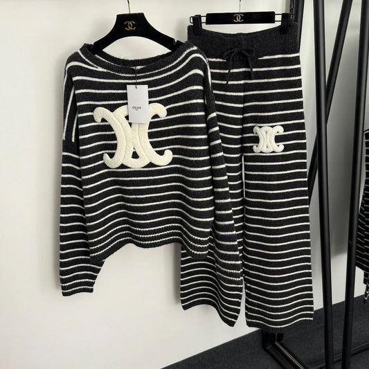 CELINE 25S SWEATER AND WIDE-LEG PANTS SET 0110