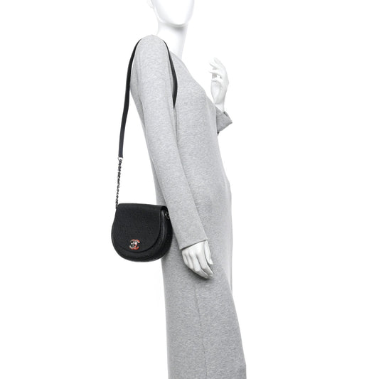 Caviar Perforated Messenger Bag Black