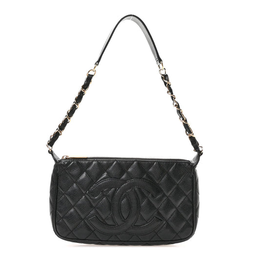 Caviar Quilted Timeless CC Shoulder Bag Black