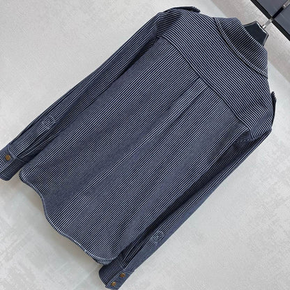 Zimmermann Patience Striped Denim Shirt Twill Cotton 350329