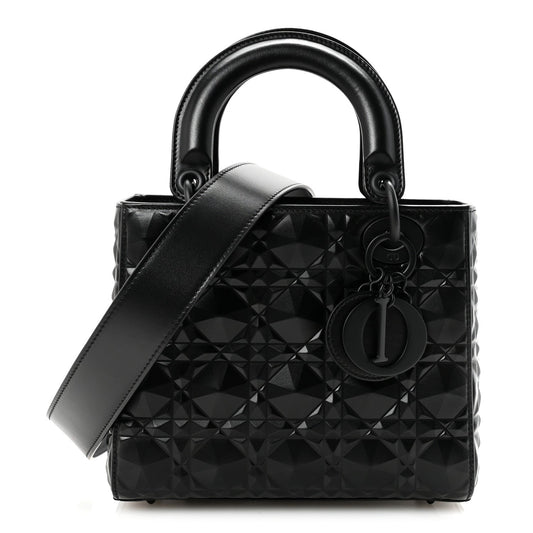 Calfskin Cannage Diamond Small My ABCDior Lady Dior Black