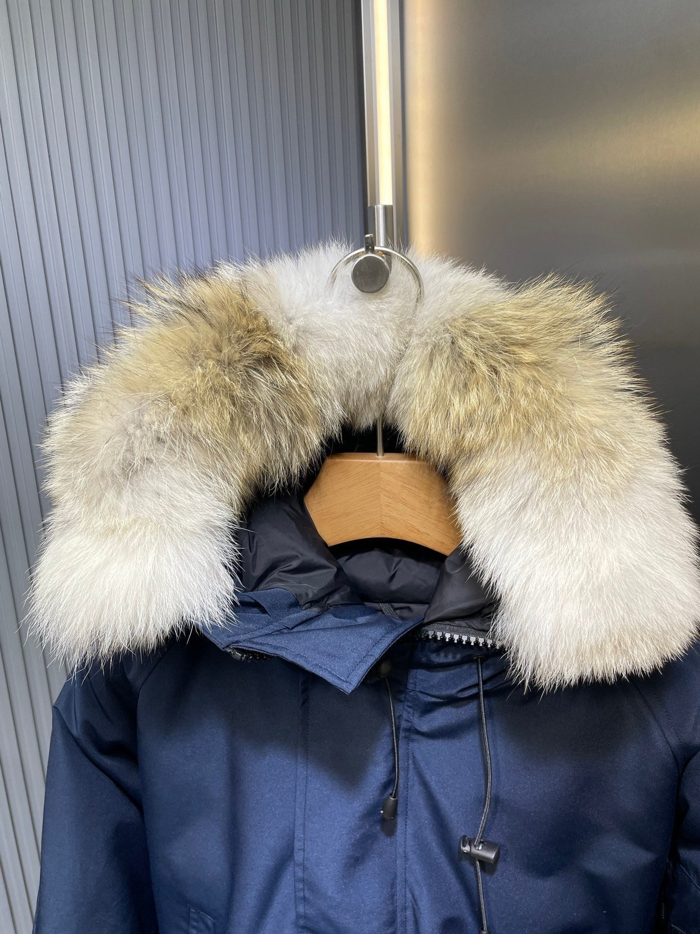 C. Goose Bomber Jacket Navy Blue Polyester 0034