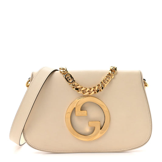 Roxy Calfskin Blondie Chain Shoulder Flap Bag Mystic White