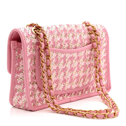 Metallic Lambskin Viscose Woven Flap Pink Gold