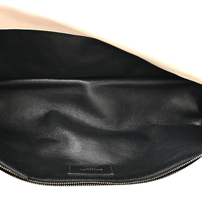 Lambskin Quilted Sade Puffer Envelope Clutch Crema Soft
